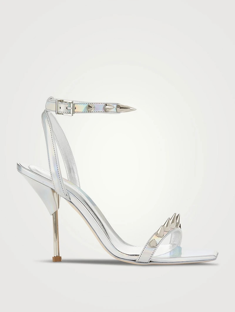 Stud Spike Iridescent Leather Sandals