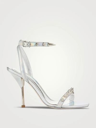 Stud Spike Iridescent Leather Sandals