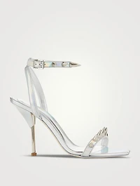 Stud Spike Iridescent Leather Sandals