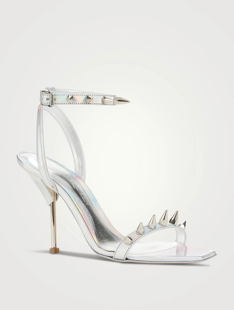 Stud Spike Iridescent Leather Sandals