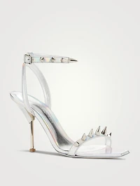 Stud Spike Iridescent Leather Sandals