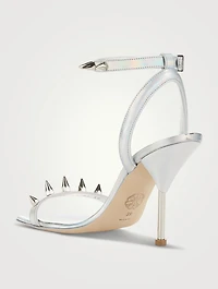 Stud Spike Iridescent Leather Sandals