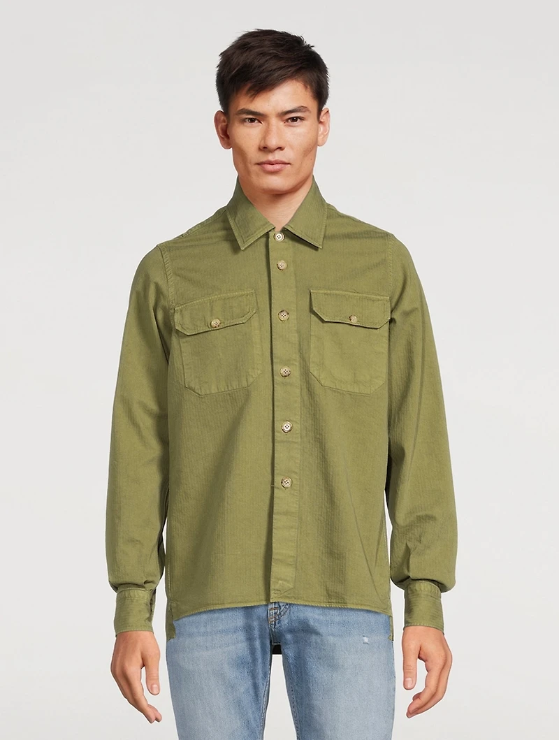 Herringbone Cotton Oversized Shirt