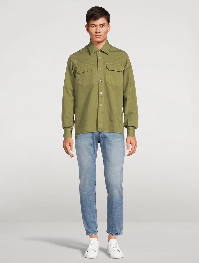 Herringbone Cotton Oversized Shirt