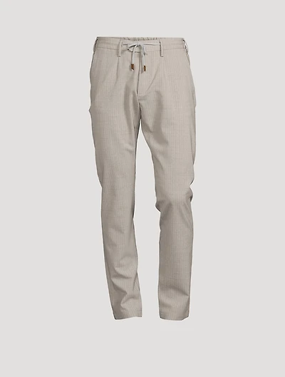 Wool Stretch Pinstriped Jogger Pants