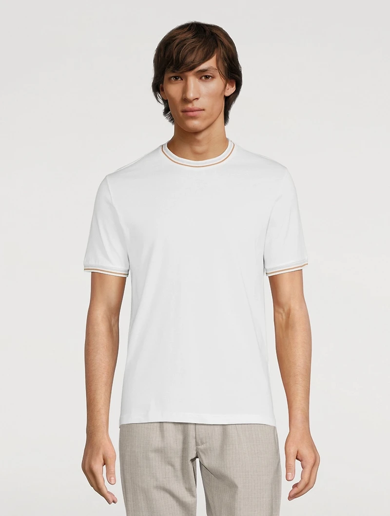 Cotton T-Shirt With Tipping