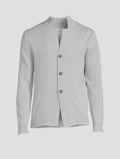 Cotton High-Neck Cardigan