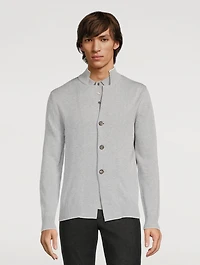 Cotton High-Neck Cardigan