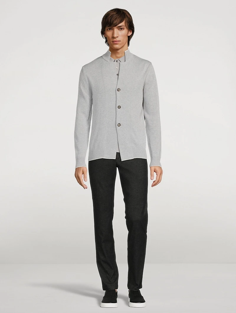 Cotton High-Neck Cardigan