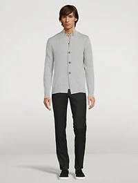 Cotton High-Neck Cardigan