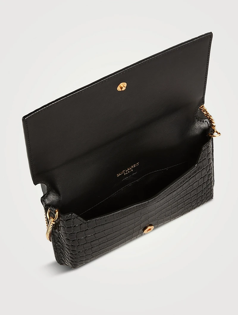 Cassandre Croc-Embossed Leather Crossbody Phone Bag