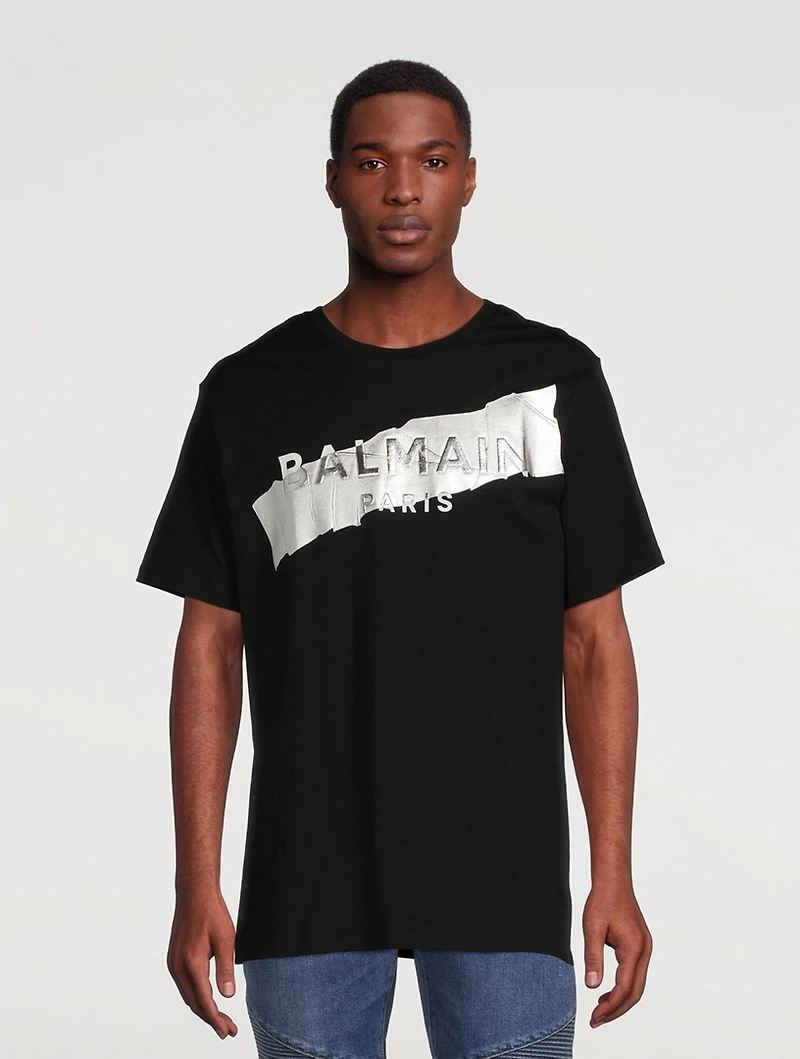 Oversized T-Shirt With Logo Silver Tape