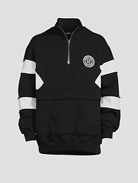 Quarter-Zip Pullover Sweatshirt With Badge