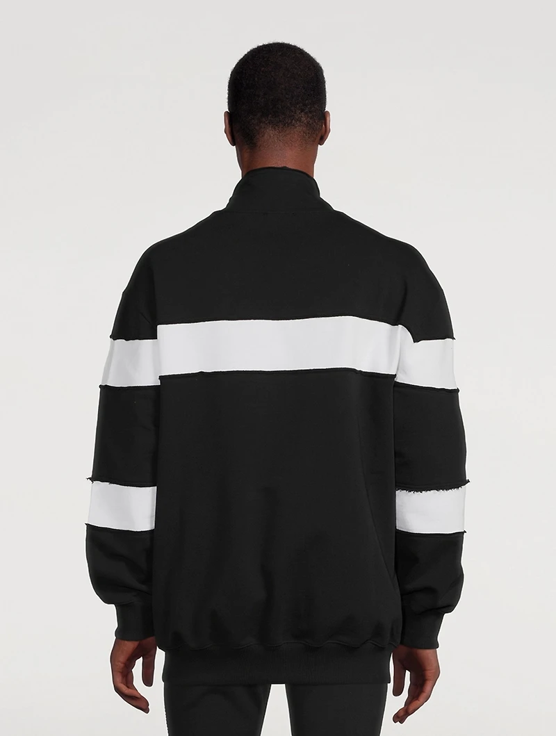Quarter-Zip Pullover Sweatshirt With Badge
