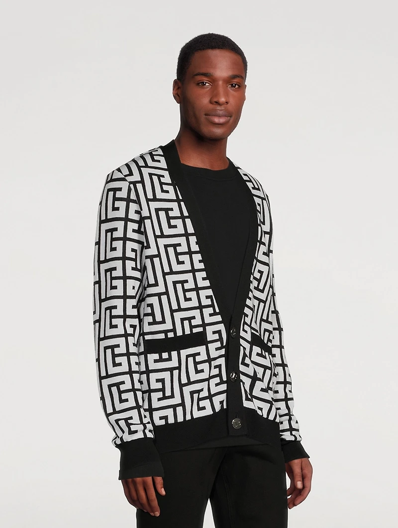 Maxi Monogram Wool And Linen Cardigan
