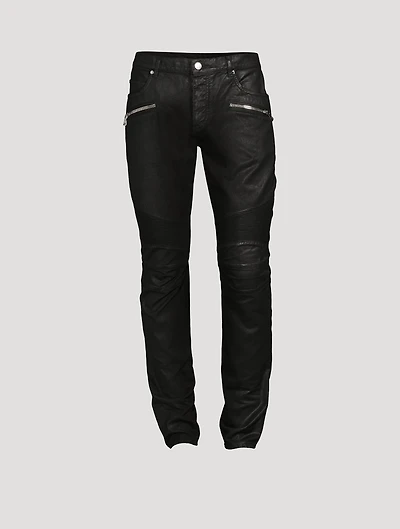 Light Coated Ribbed Denim Pants