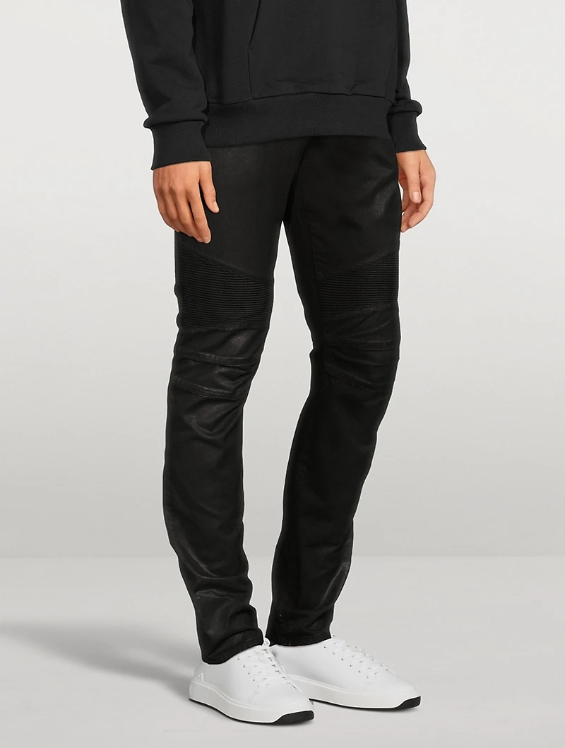 Light Coated Ribbed Denim Pants