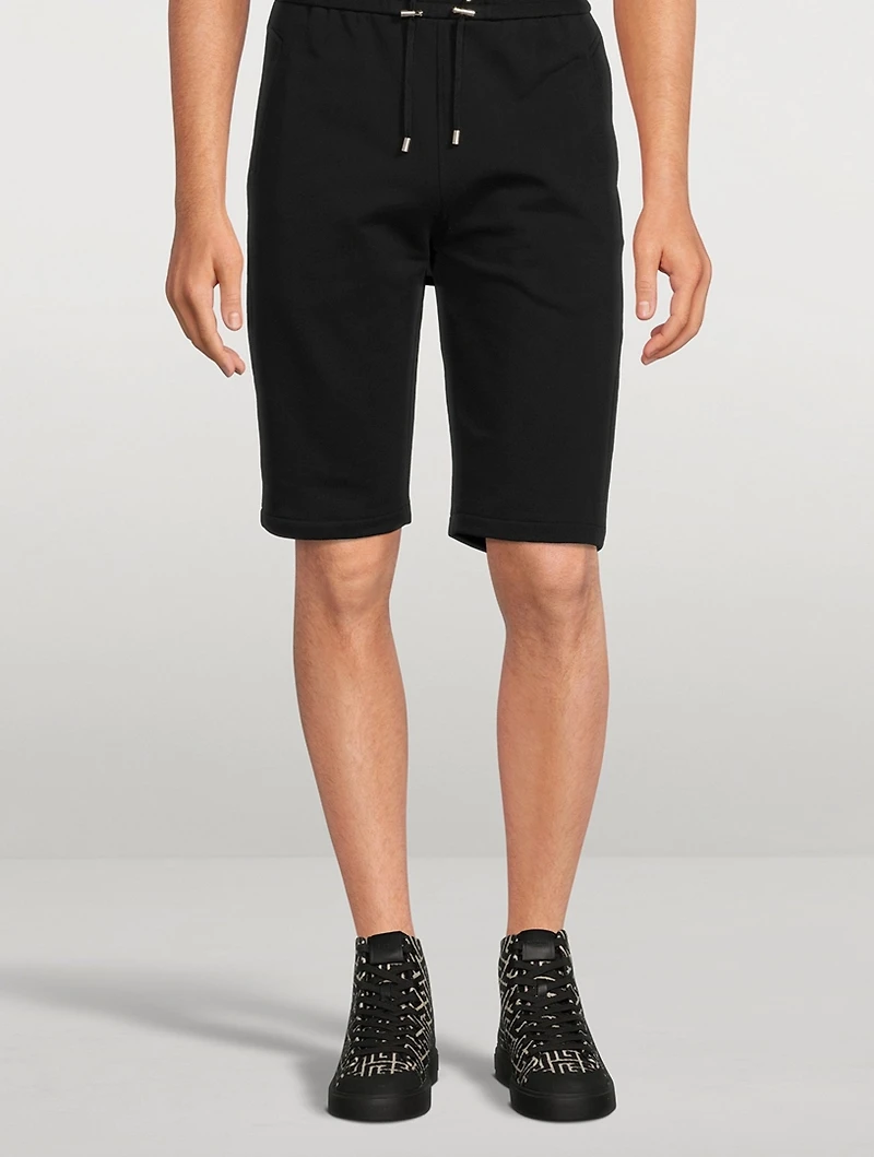 Cotton Shorts With Foil Logo Print