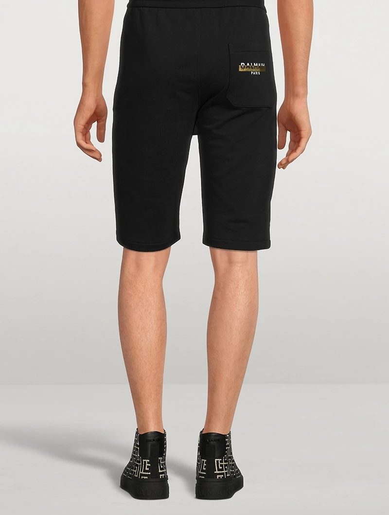 Cotton Shorts With Foil Logo Print