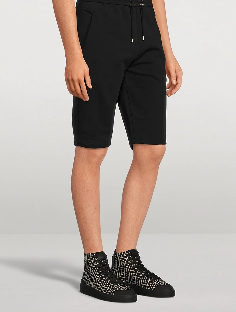 Cotton Shorts With Foil Logo Print
