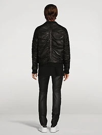 Pleated Leather Bomber Jacket