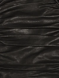 Pleated Leather Bomber Jacket