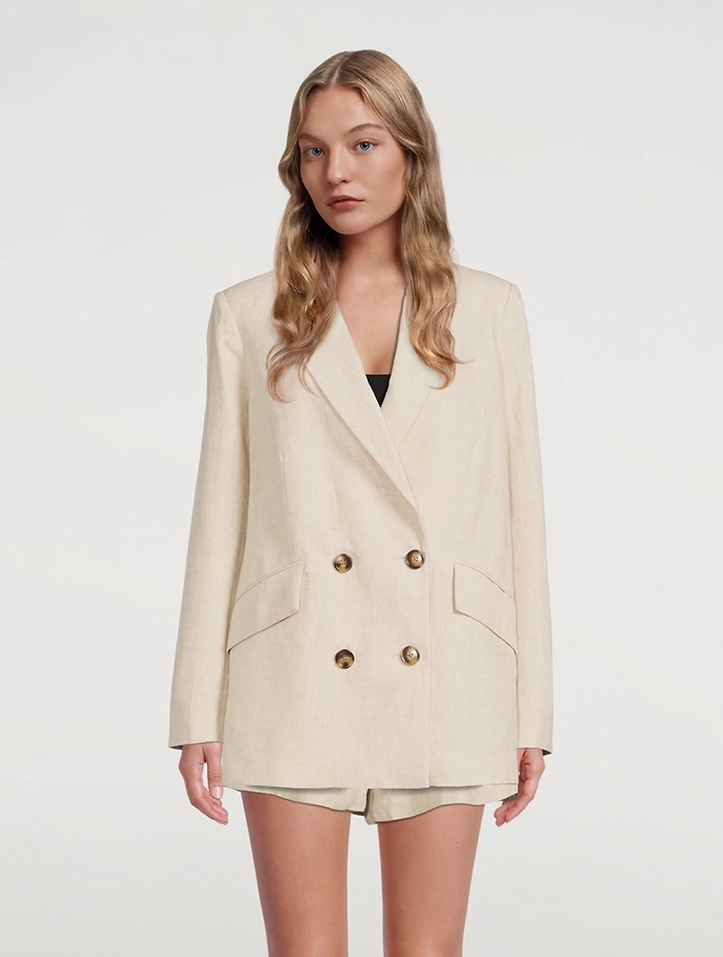 Luna Double-Breasted Linen Blazer