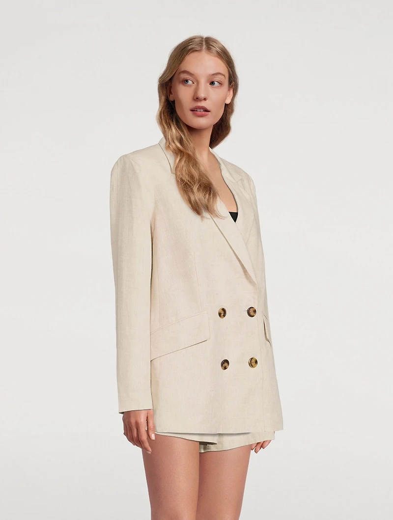 Luna Double-Breasted Linen Blazer