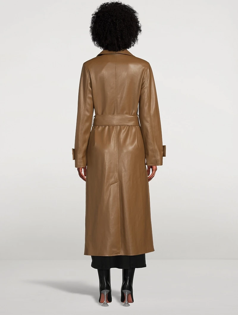 Malou Faux Leather Fitted Trench Coat