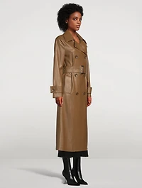 Malou Faux Leather Fitted Trench Coat
