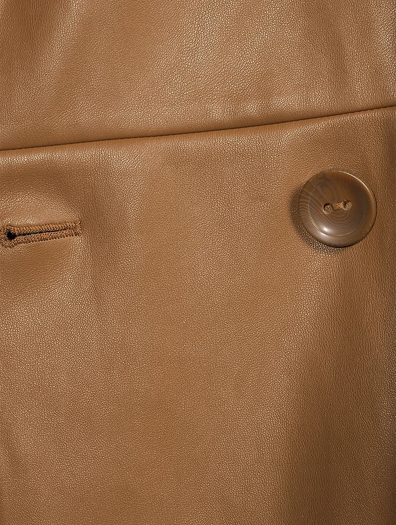 Malou Faux Leather Fitted Trench Coat