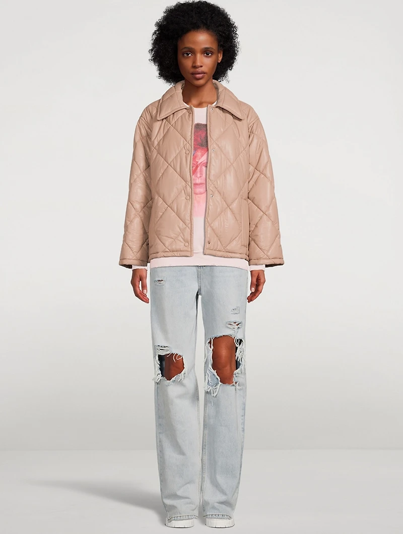 Nikolina Faux Leather Short Quilted Jacket