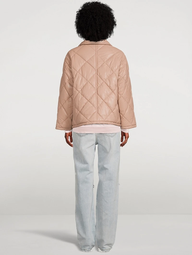 Nikolina Faux Leather Short Quilted Jacket