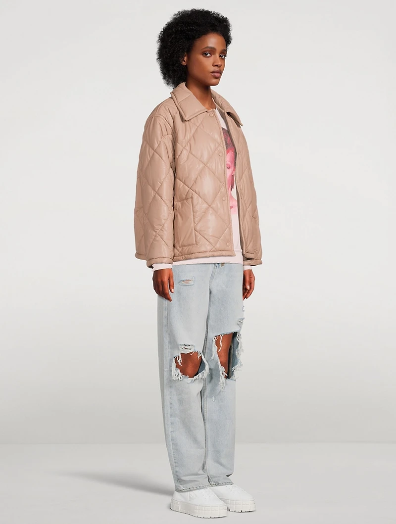 Nikolina Faux Leather Short Quilted Jacket
