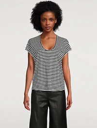 Easy Scoop Linen T-Shirt Stripe Print