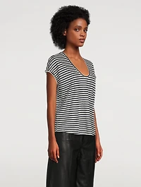 Easy Scoop Linen T-Shirt Stripe Print