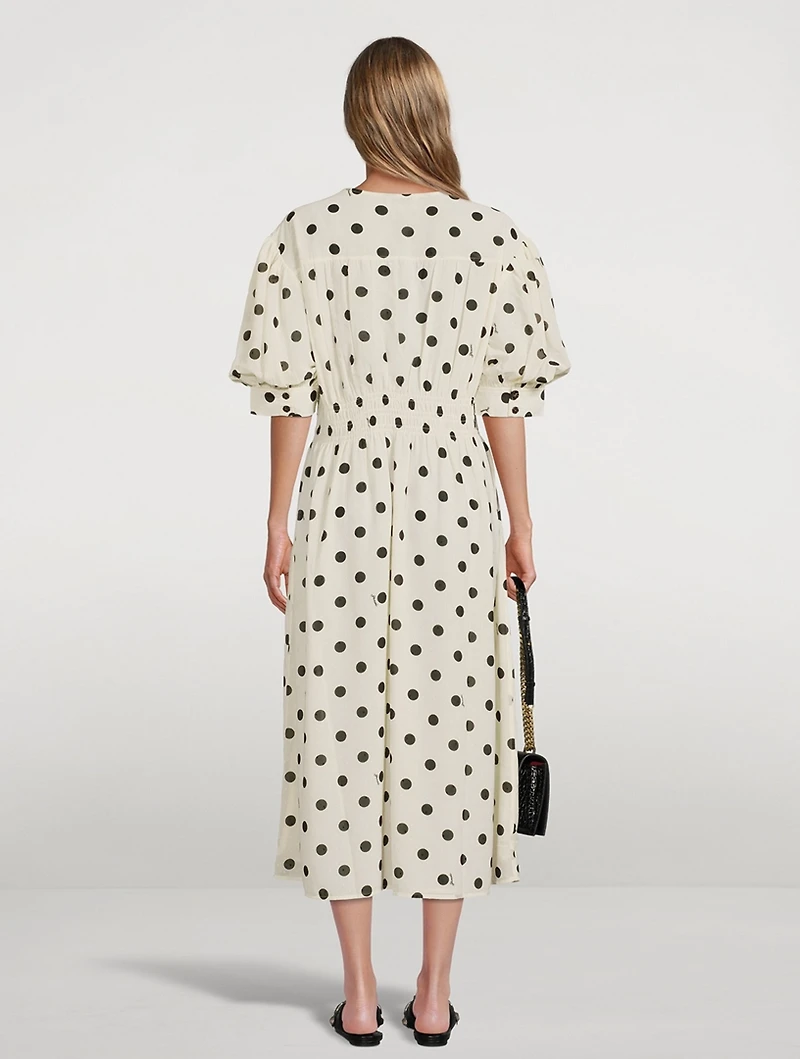 Re-Cut Georgette Smock Dress Polka Dot