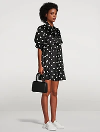 Re-Cut Satin Puff Sleeve Mini Dress Polka Dot