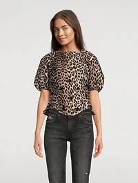 Re-Cut Crispy Jacquard Open-Back Blouse