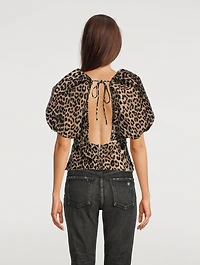 Re-Cut Crispy Jacquard Open-Back Blouse