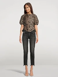 Re-Cut Crispy Jacquard Open-Back Blouse