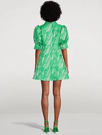 Re-Cut Jacquard Puff Sleeve Mini Dress