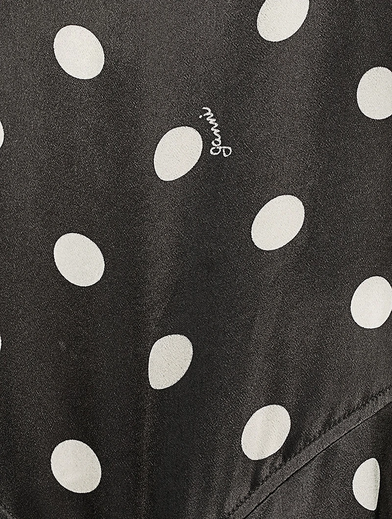 Re-Cut Satin Sleeveless Maxi Dress Polka Dot