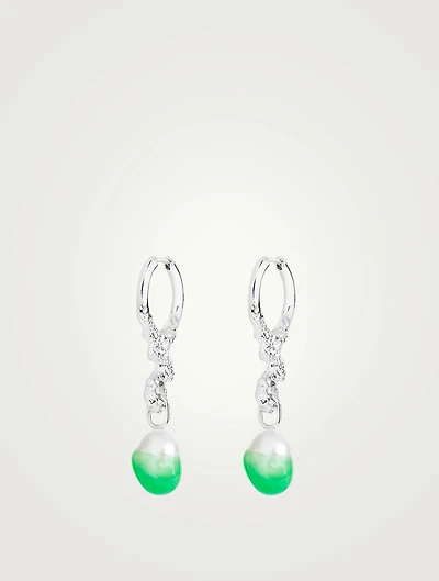 Miran Hoop Drop Earrings With Dipped Pearls
