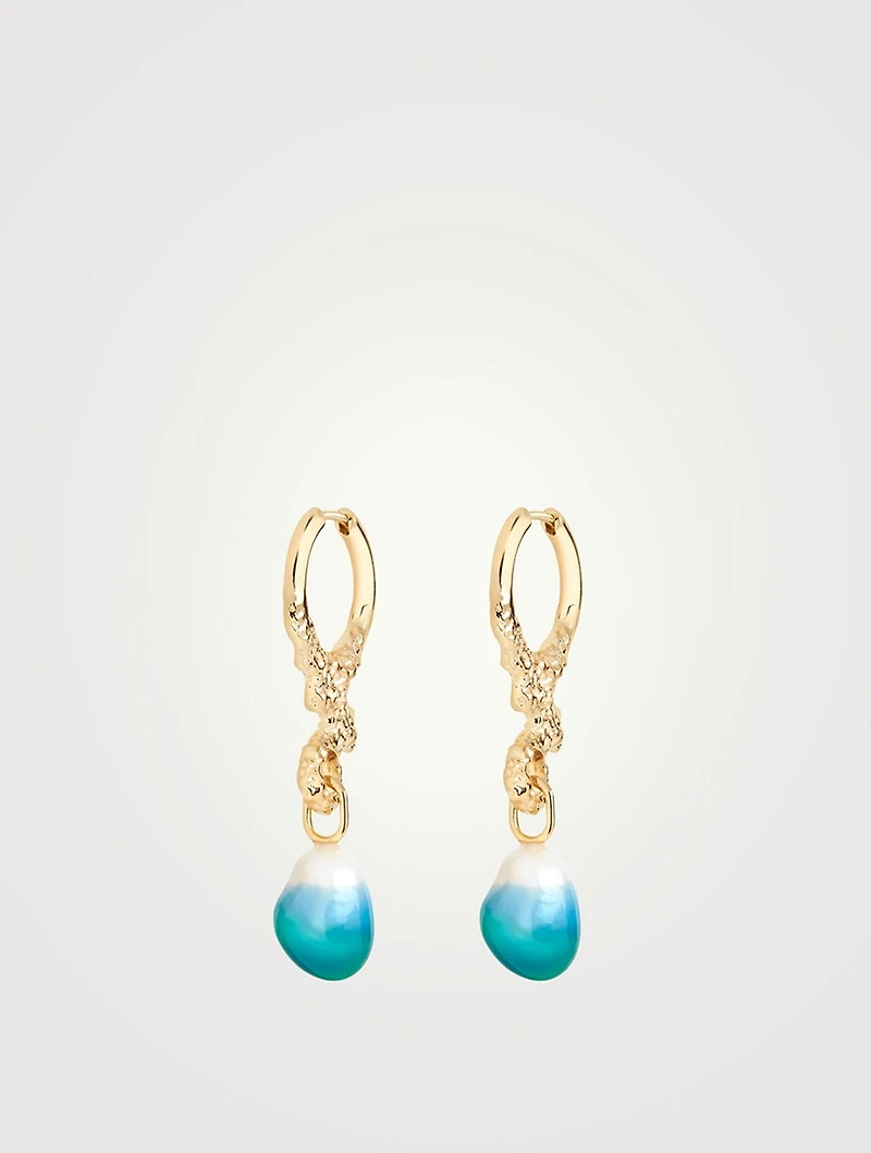 Miran Hoop Drop Earrings With Dipped Pearls