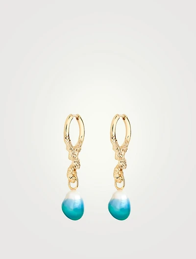 Miran Hoop Drop Earrings With Dipped Pearls