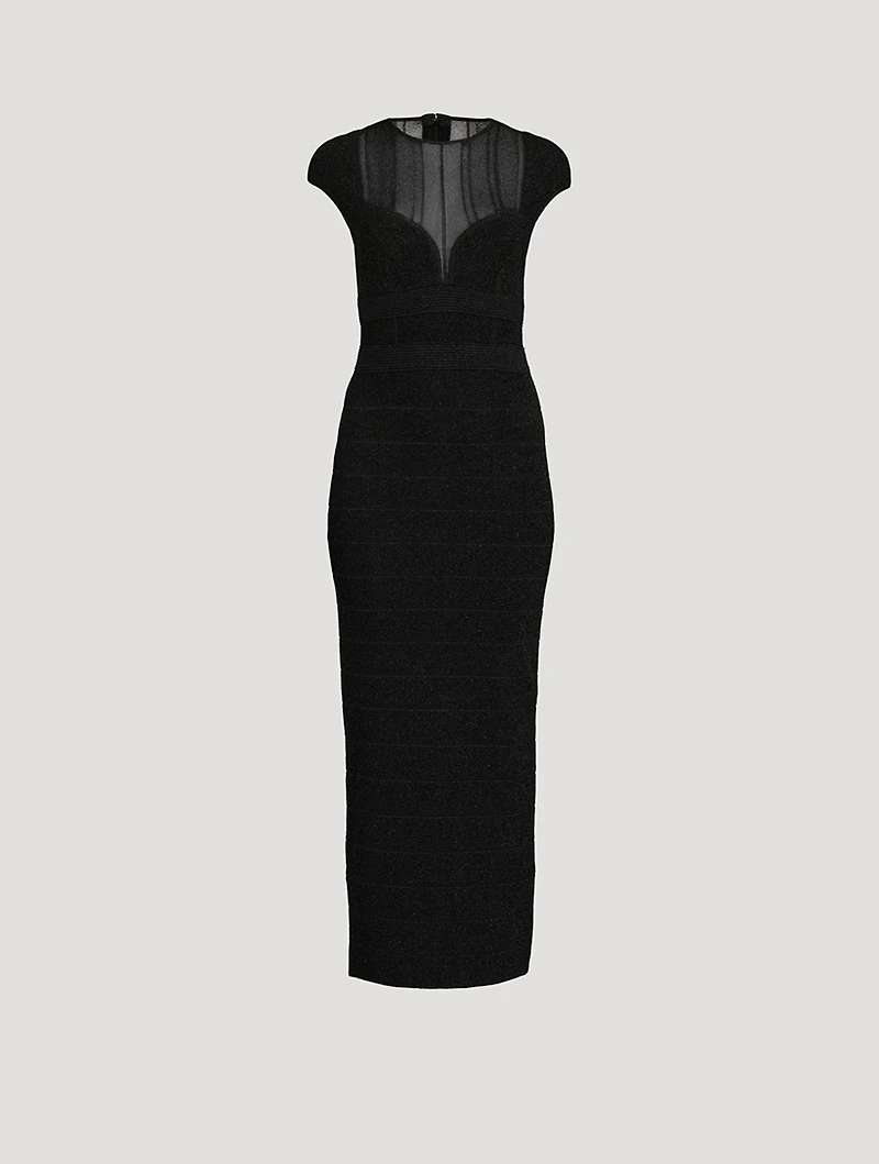 Textured Sheer Bustier Gown
