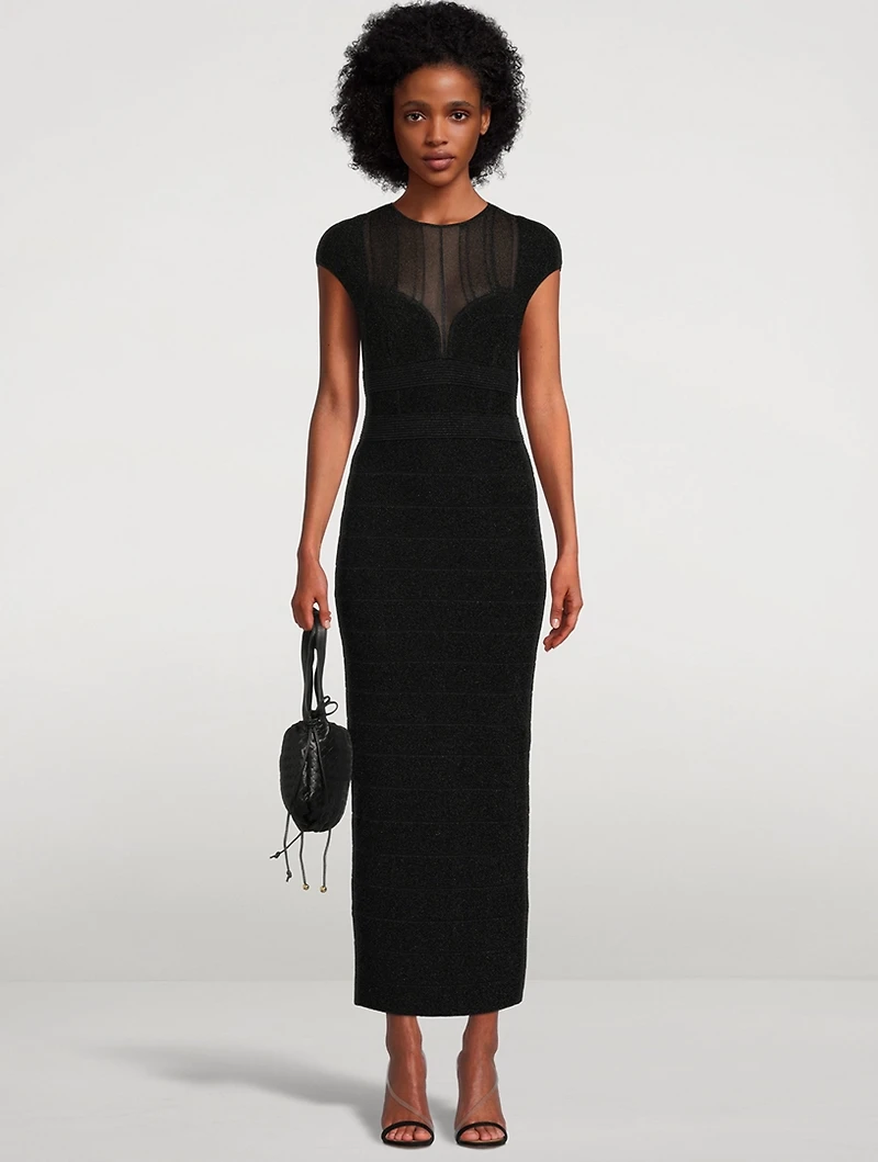 Textured Sheer Bustier Gown