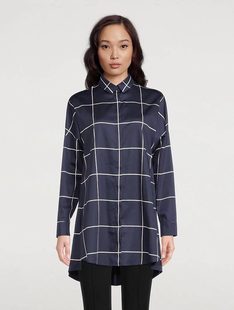 Cotton Shirt Window Check Print