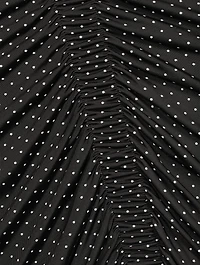Ruched Midi Dress In Pin Dot Print